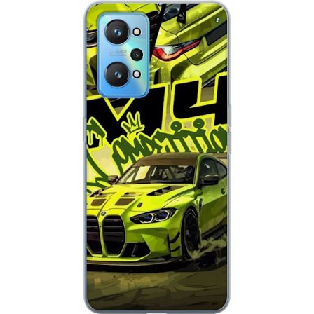 Kompatibel Mobilcover til Realme GT Neo2 Bluey-familien i glad tegnestil med blomsterbaggrund og legende farvepalet