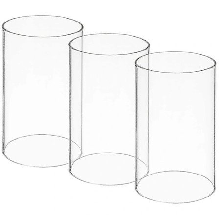 3 stk Vindtette Gjennomsiktige Glass Sylinder Lysestaker Åpne Lykter Rør