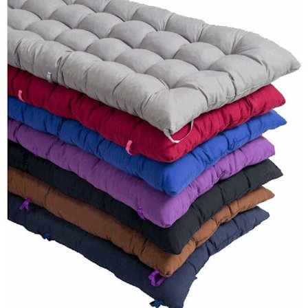 Rektangulær bomullspute for 2 eller 3-seters hagebenk, 8 cm tykk, for dekkstol, huske, terrasse, innendørs og utendørs, grå, 110 x 40 cm