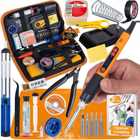 Rosfix Pro 80W LCD Loddesaet 16-i-1 – 180–500°C | 6 Spidser, Flux, Afloeder | ESD Etui, PDF Guide