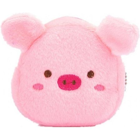 Tegneserie Plysj Myntveske Glidelås Veske Mini Lommebok Barn Veske Gris Kortholder med Nøkkelring Hodetelefonveske Gave