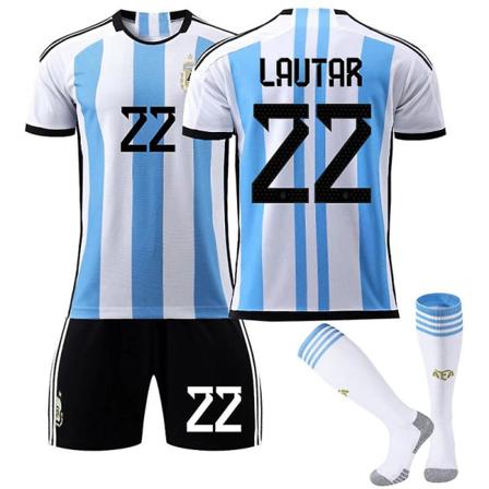 Argentina Home Set #10 Messi #21 Dybala T-shirt Fotbollsuniform No.22 Lautaro 2xl