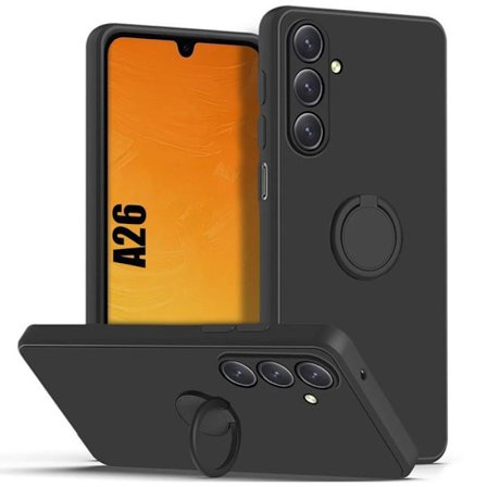 Beskytter case - BOOLING - til Samsung Galaxy A26 5G - Sort Silikone - Stødabsorberende - Dreje Ring