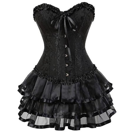 Sexiga Korsetter Klänningar För Kvinnor Plus Size Kostym Overbust Burlesk Korsett Och Mini Kjol Set Tutu Corselet -a