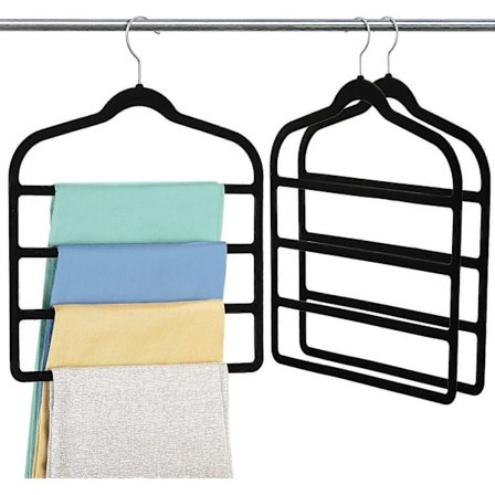 Sammet Byxhängare Utrymmesbesparande Halkfria Byxhängare 3-pack Jeanshängare Multi Bar Sammet Klädhängare Garderobsförvaring