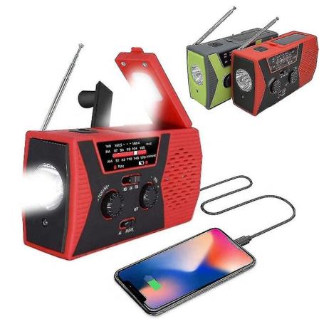 Radio håndsving, solcelledrevet radio, NOAA-radio, håndsvingradio, solcelledrevet radio, radio DB Red