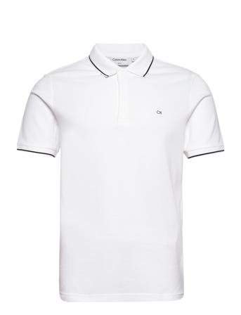 Stretch Pique Tipping Slim Polo Polos Short-sleeved Vit Calvin Klein