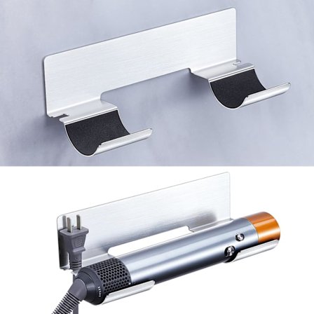 Hårtørrer- og glattejernsholder uden boring, vægmonteret glattejernsholder, vægbeslag til krøllejern, glattejern og styler-tilbehør