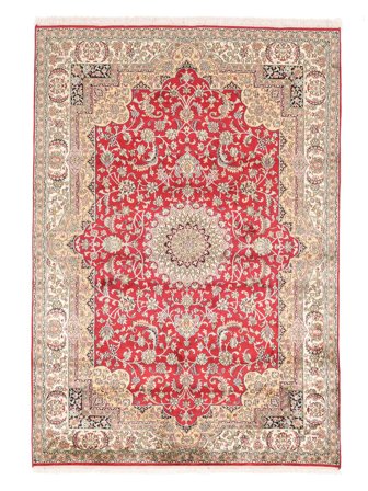 Medallion Small Kashmir Pure Silk Rug 155X221 Silk