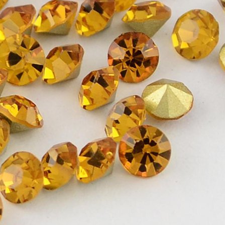 200 Topaz koniska Swarovski kristaller för inlägg Ø 3,4 mm(PP27)