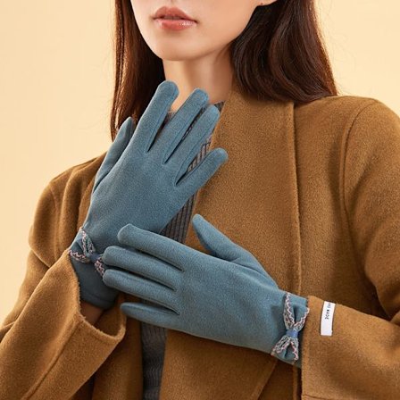 Söta höst- och vinterhandskar för kvinnor, varma och mjuka elastiska kör- och cykelhandskar, vindtäta och köldtåliga pekskärmshandskar, tunn design 