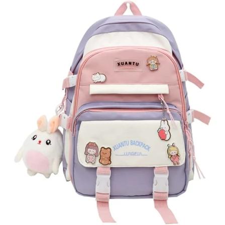 Kawaii pigerygsæk, afslappet rygsæk, rygsæk med stor kapacitet (lilla) - Perfet purple