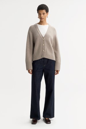 Soft Goat - V-neck cardigan - Women cashmere sweater - L - Greige
