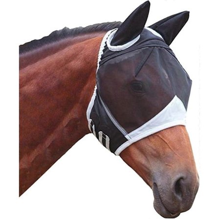 Hästflugmask, Flugmask för hästar med öronmuffar - Andningsbart nät, Anti-UV, Anti-myggor och insekter, Mask