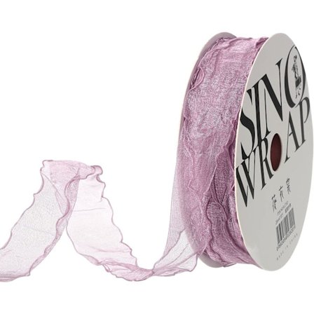 1 tum bred genomskinlig organza band i pastellfärg skimrande chiffongband lavendel lila 20 meter lotusbladskant för presentinslagning bukett 