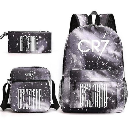 Fashion Cr7 3st Sets Ryggsäck Mochila Nya Studenter Kapacitet Skolväskor Bokväska Resväska