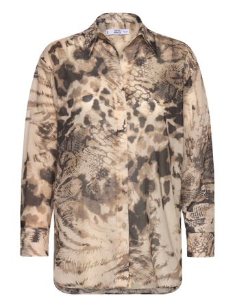 Mango | Semi-Transparent Animal-Print Shirt | M