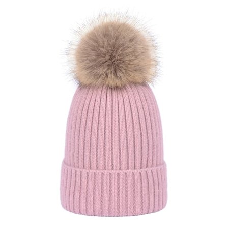 Strikket koselig varm vinter snowboard- og skihue med pompom, slouchy lue for barn baby - rosa