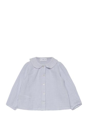 Cheesecloth Cotton Blouse Blue Mango
