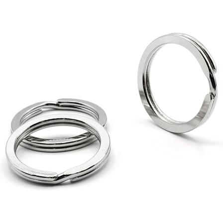 Nyckelringar 30mm Ø, platt design, 2,5mm bred, nickelpläterat härdat stål [25 stycken]