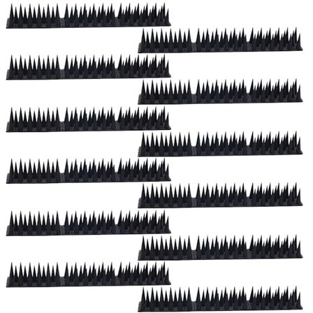 12 3-delte fuglespikes av plast og tak med plasttak