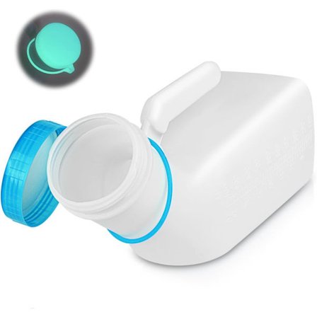 Urinointipullo miehille, itsestään valaiseva 1000 ml pissapullo matkoille ja inkontinenssiin