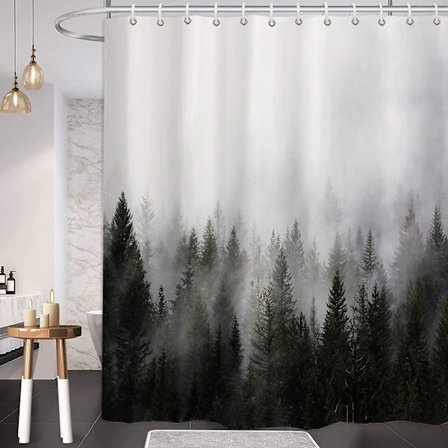 2024 Misty Forest DuschdraperierNatur och Woodland DuschdraperiFantasy Dimma Magi Vinterträd Bad Gardiner för BadrumWat ZMYX