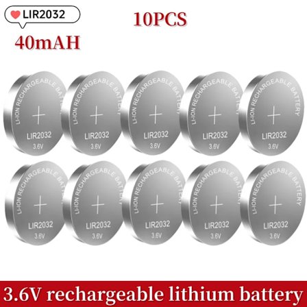 2-50 kpl LIR2032 ladattava litiumakku 2032 lataus Voidaan korvata 3,6v 40mAH CR2032 kelloille kolikkoakku