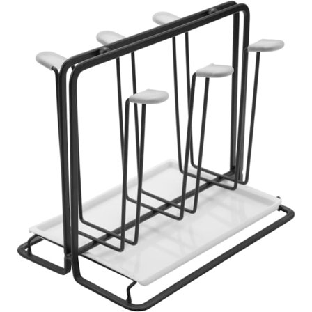 Oppvaskstativ for 6 flasker, flaskeholder i metall, dryppstativ for beholdere med dryppbrett