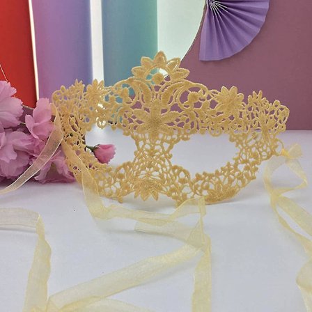 Maskerade Svart Blondemaske Halvt Ansikt Sexy Hvit Øyemaske Halloween Kostymefest Voksen Jente gull