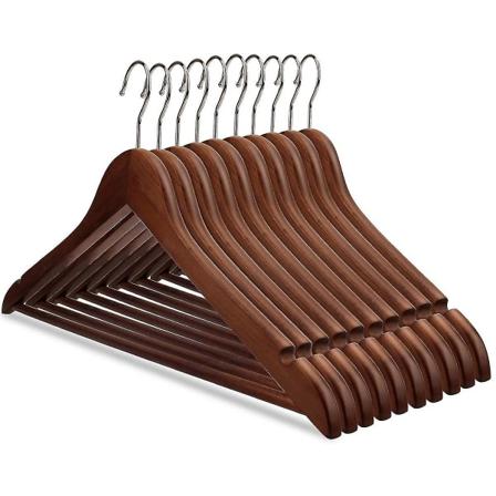 10 stk. Massivt Trehengere med Spor Vintage Hengere for Skjorte BH Frakk