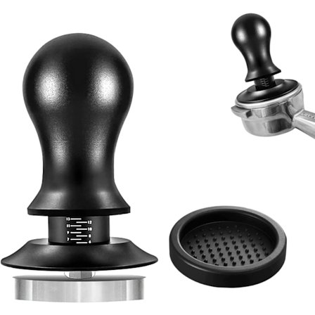 Espressostamper 53 mm, 13,6 kg kaffe kalibrert fjærbelastet stamper, med base i rustfritt stål, for 53 mm 54 mm portafiltre