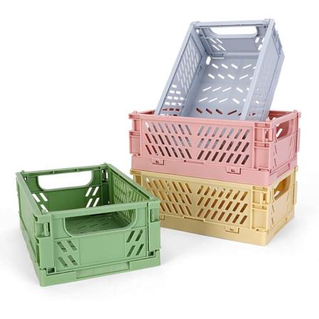 4-pack miniplastkorgar för hylla förvaringsorganisering, hållbar och pålitlig hopfällbar förvaringslåda (5,9 x 3,8 x 2,2)