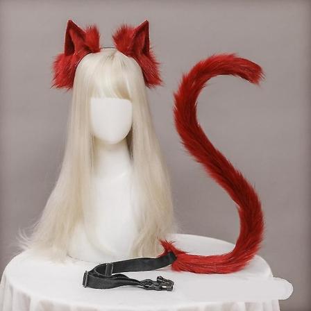 Katte ører og hale sæt Anime Cosplay pandebånd - Halloween fest kostume tilbehørssæt Color 2