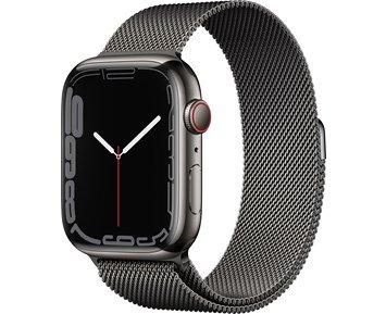 Apple- Watch Series 7 GPS + Cellular, 45mm Graphite Stainless Steel Case with Graphite Milanese Loop - B-vare-Se mer. Gjør mer.-Personal training-