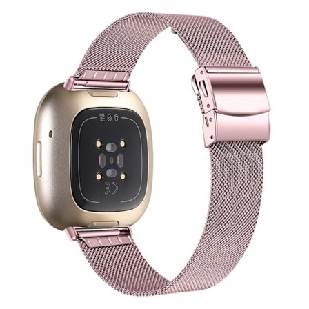 Fitbit Sense / Versa 3 milanese klockarmband i rostfritt stål - Rosa Ros