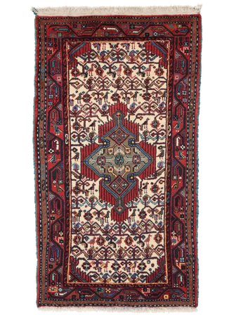 Tapis Hamadan 75X138 Noir/Rouge Foncé (Laine, Perse/Iran)