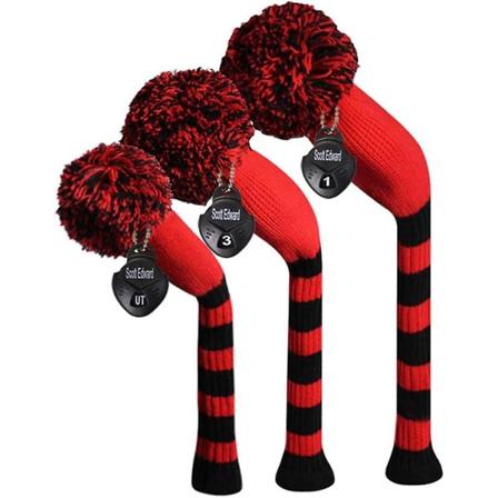 Golfklubbsöverdrag för träslag Set om 3 passar bra Driver(460cc) Fairway Wood och Hybrid(ut) Den perfekta förändringen för golfväskan Black Red Big 