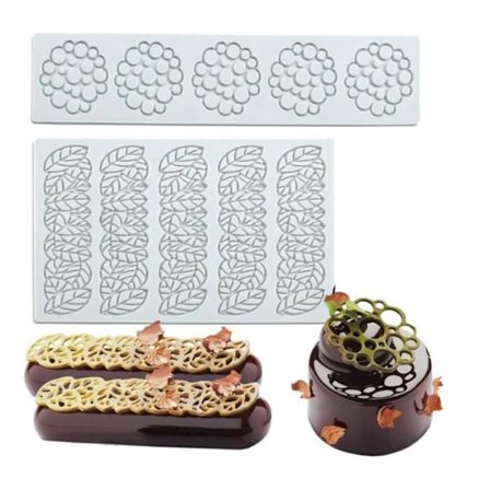 2 stk. silikonblonde matte bakverkform bladblondeformer boble silikonformer for sjokolade, kake, tallerken dekorasjon