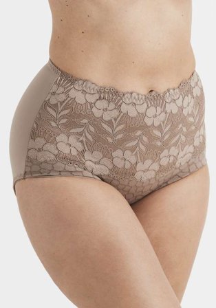 Miss Mary of Sweden Jacquard & Lace Trosgördel Trosor Dam Brun 48