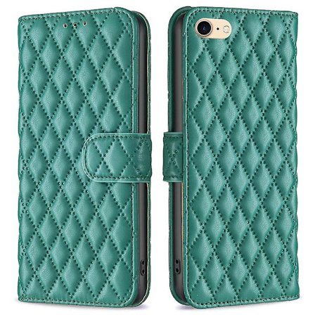 För iPhone 7/8/SE (2020)/SE (2022) BF Style-14 Rombskal Horisontellt Ställ Matt Plånboksfodral