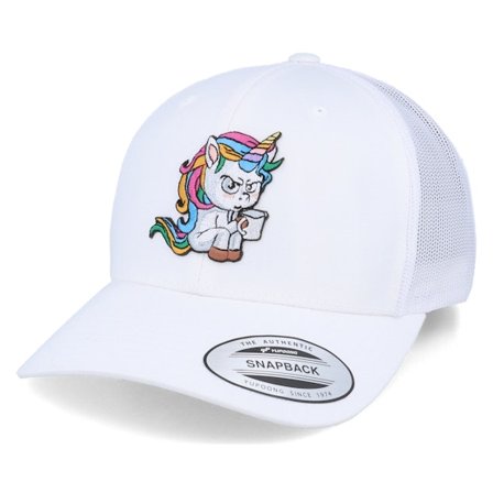 Unicorns - White adjustable Lippis - Morning Coffee Unicorn Curved White Adjustable @ Hatstore