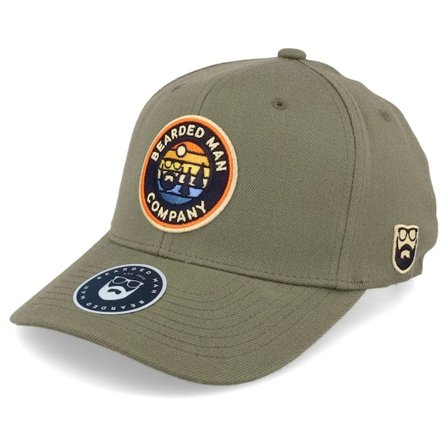 Bearded Man - Grön adjustable Keps - Vibrant Sunset Patch Olive Adjustable @ Hatstore