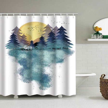 Perle Rare Rare Textile Duschdraperi Landskap 180 x 180 inkl.