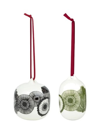 Marimekko Home Siirtolapuutarha Ornament 2 Pcs - White - ONE SIZE