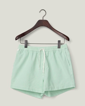 Lexington Striped seersucker swim trunks, green