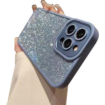 iPhone 13 Pro Max-deksel med luksuriøst metallbling-kamerobjektiv, søtt glitrende diamant, slank, gjennomsiktig bakside og matt støtfanger i silikon 