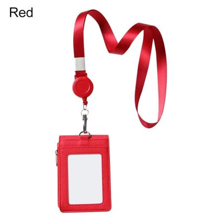 Kort Emblem Hållare ID Lanyard Namnbricka RÖD Red