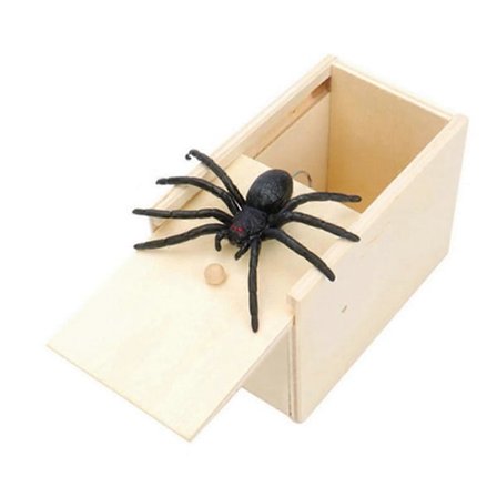 Trick Spider Sjov Scare Box Træ Skjult Æske Kvalitet Prank Træ Scare Box Sjovt Spil Prank Trick