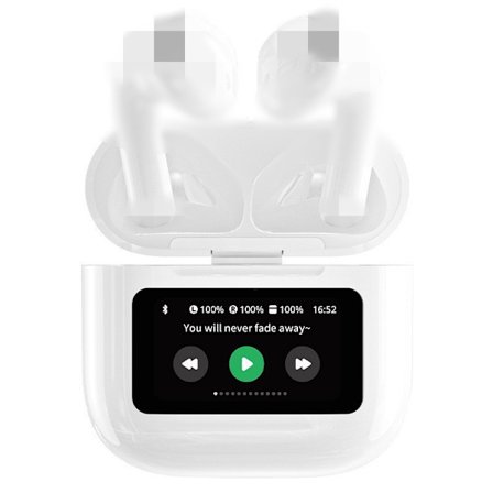 Trådløse Bluetooth-hodetelefoner, støyreduserende Bluetooth-hodetelefoner, fullfargeskjerm i øretelefoner, kompatible med iPhone og Android.